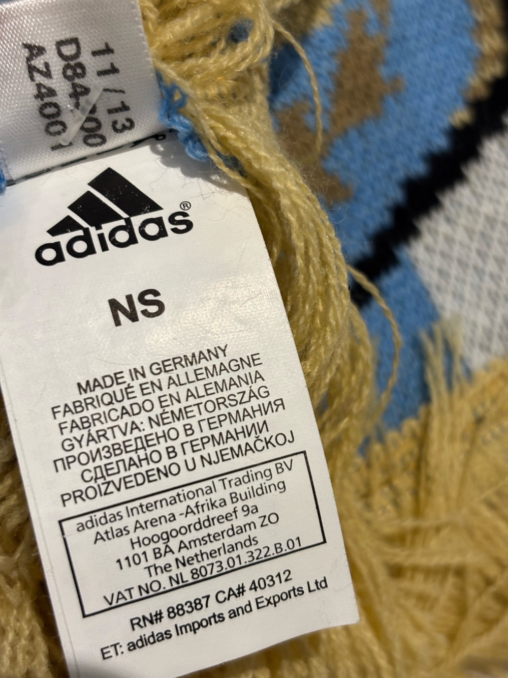 Adidas Argentina AFA Soccer Fan Scarf Fringe Light Blue White Gold 2 Star FIFA - Picture 10 of 11